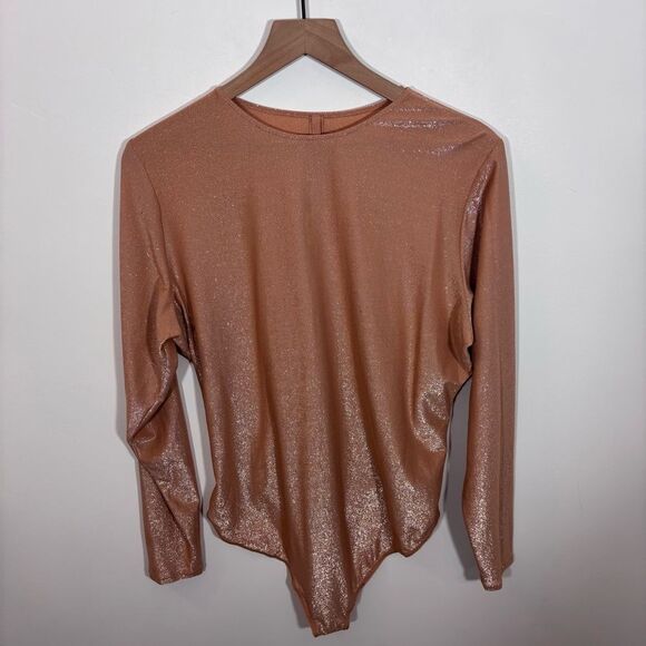 SKIMS Shimmer Long Sleeve Bodysuit Ochre Size 4x NEW with tags Thong - Picture 6 of 16
